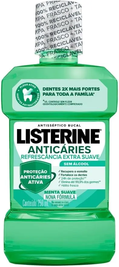 Enxaguante Bucal Anticáries Listerine, Menta, 250ml - 1