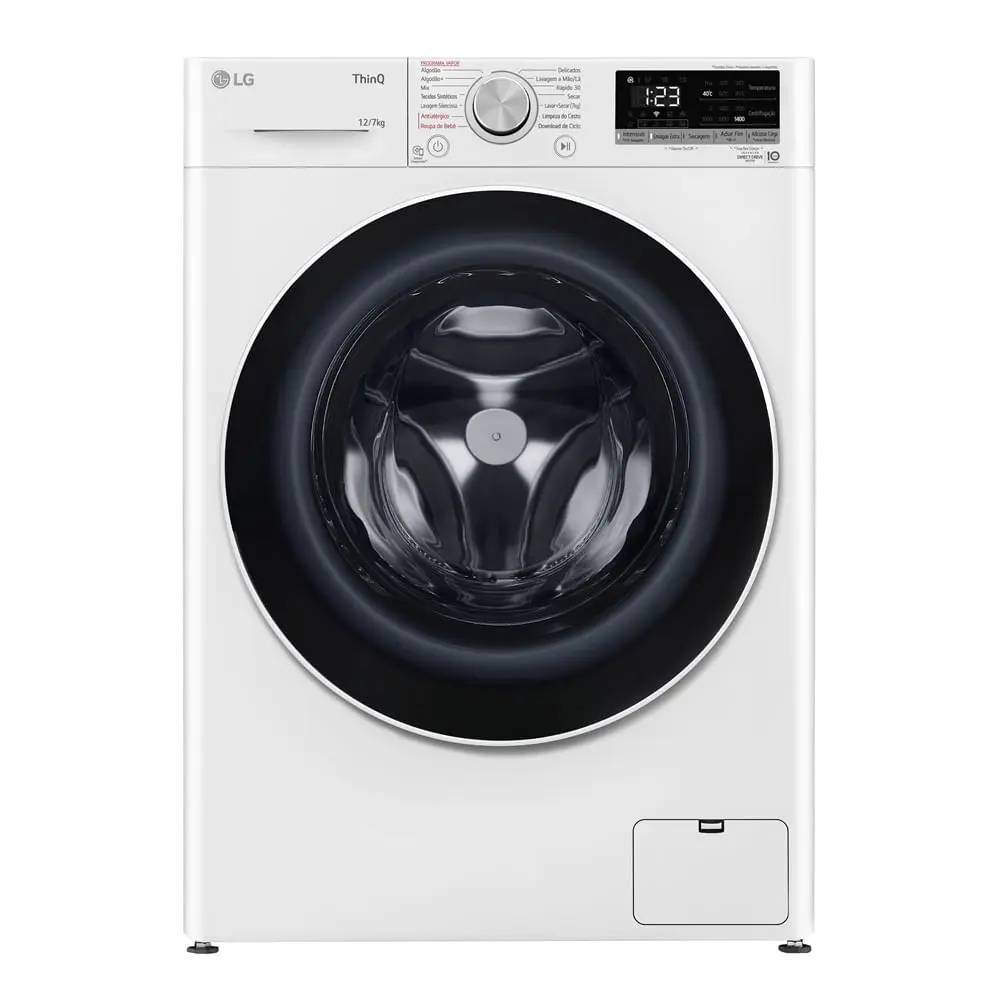 Lava e Seca LG 12Kg Smart com Inteligência Artificial AIDD Branca VC4 CV5012WC4A - 220 Volts - 1