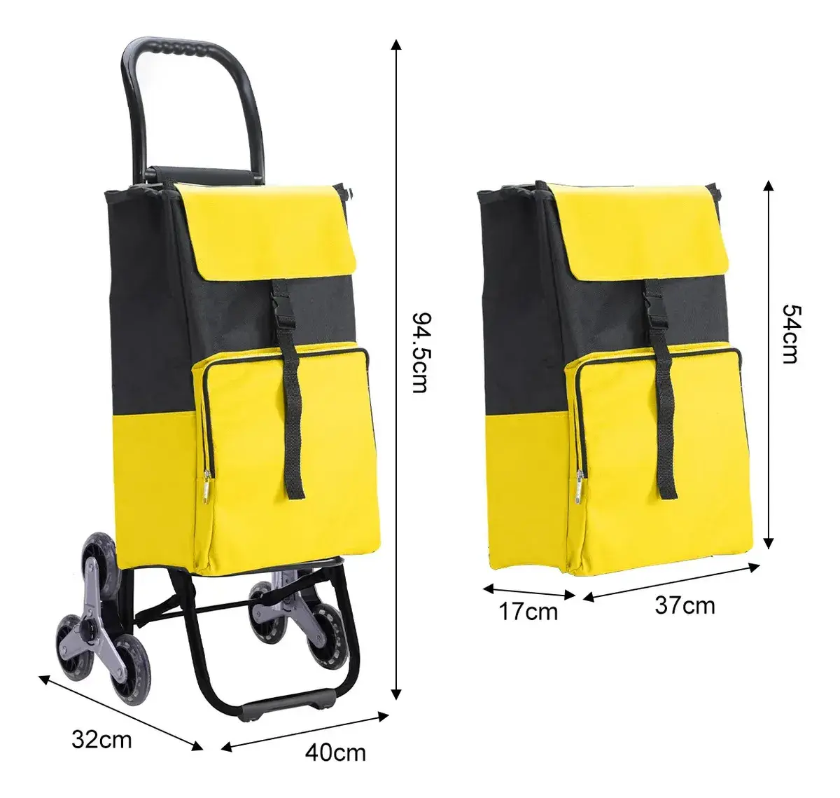 Carrinho De Compras Dobrável Sobe Escada Com Bolsa Térmica Frontal Rodas Triplas Feira Supermercado Reforçado Em Aço Oxford 600d Resistente 34 Litros thumbnail 3