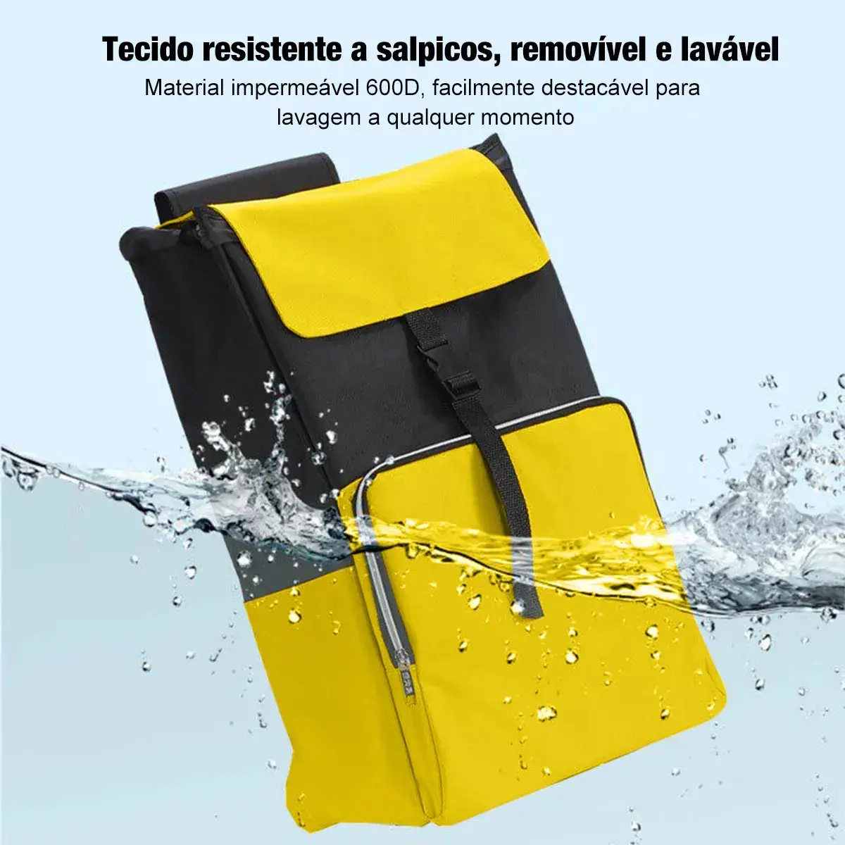 Carrinho De Compras Dobrável Sobe Escada Com Bolsa Térmica Frontal Rodas Triplas Feira Supermercado Reforçado Em Aço Oxford 600d Resistente 34 Litros thumbnail 4