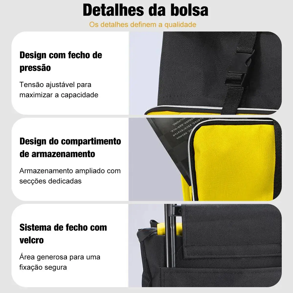 Carrinho De Compras Dobrável Sobe Escada Com Bolsa Térmica Frontal Rodas Triplas Feira Supermercado Reforçado Em Aço Oxford 600d Resistente 34 Litros thumbnail 5
