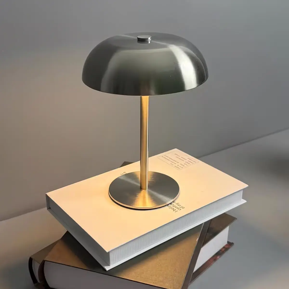 EKROTOK Luminaria de Mesa 2000mAh, Candeeiro de Mesa Sem Fio Regulável com Luz de Três Cores, Candeeiro de Mesa Decorativo Luz Noturna de Metal (prata) - 1