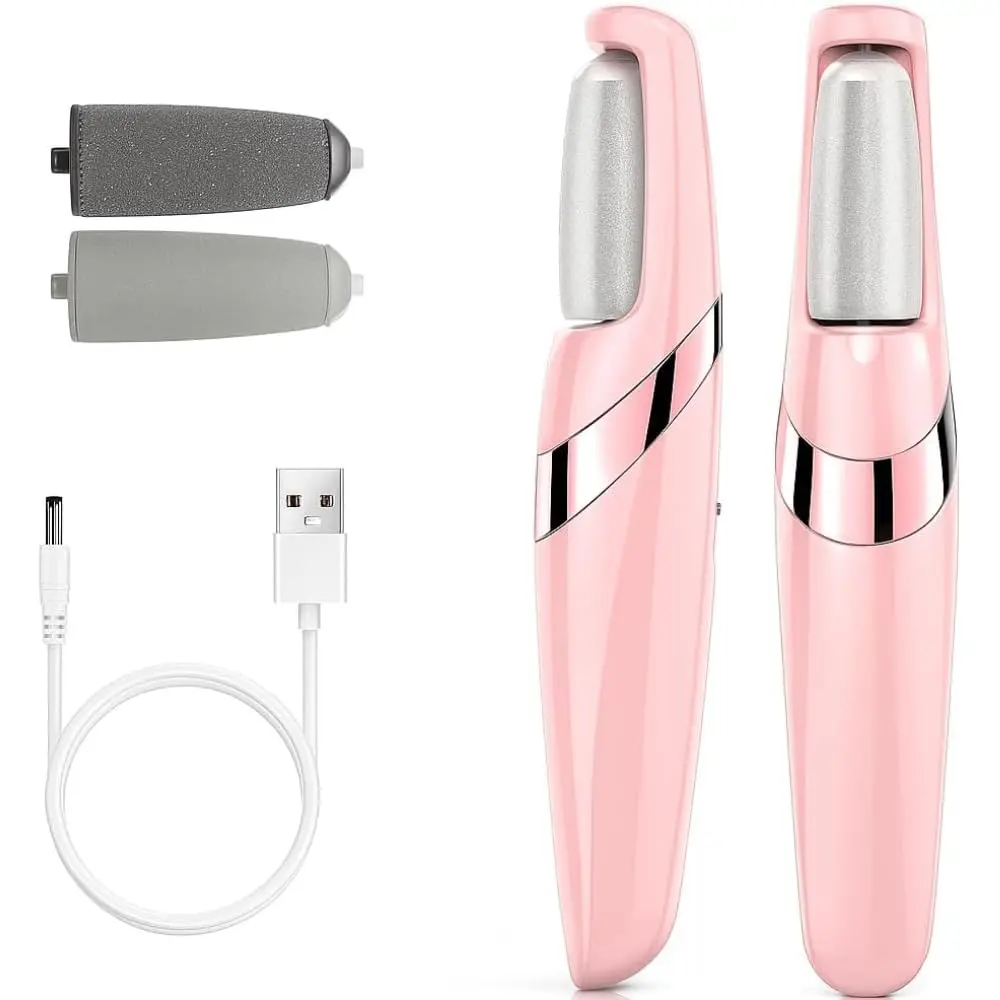 Lixa de Pé Elétrica Recarregável 2 Velocidades LED USB Removedor Calos Rosa | 2 Velocidades, LED, USB, Removedor Calos