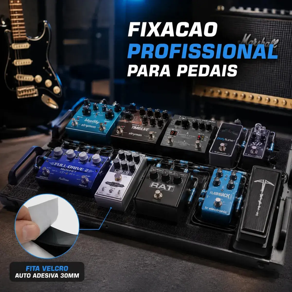 Fita Velcro Auto Adesiva 30mm 1m King Vintage Brasil Para Fixação De Pedais thumbnail 5