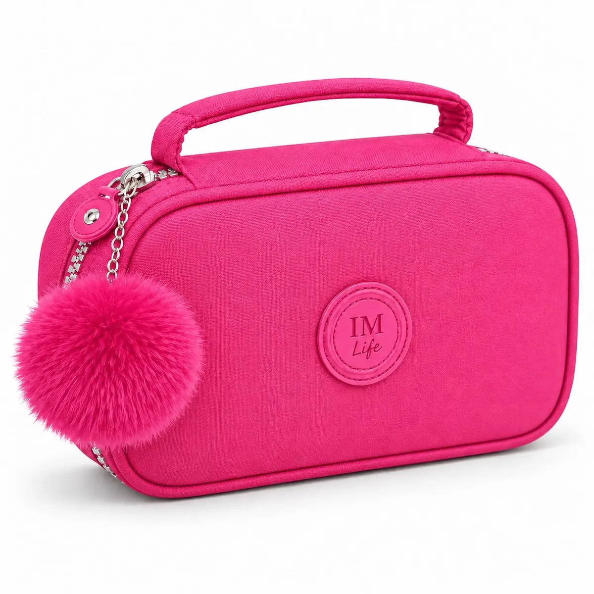 Estojo Escolar Box Grande Capacidade Organizador Necessaire Para Lápis Com 20 Elásticos Zíper Resistente Papelaria Fofa Estojo Tactel, PREMIUM (Rosa Pink)