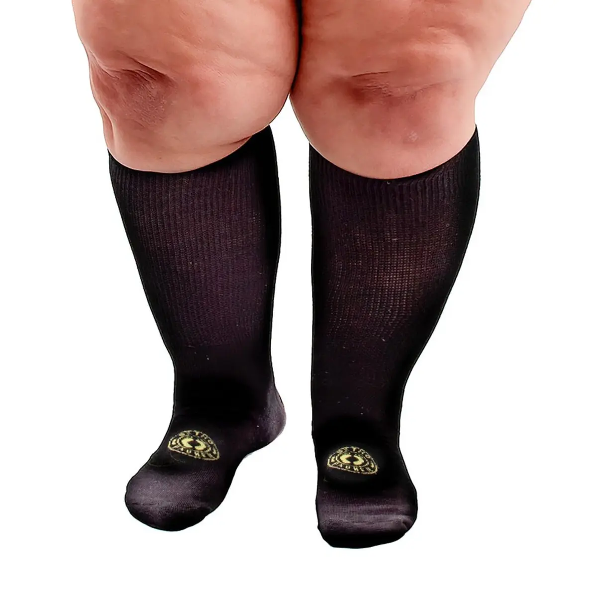 Meia Ortopédica Extra Larga para Edemas e Obesos, Cor Preta, Ortho Pauher, M, Preto