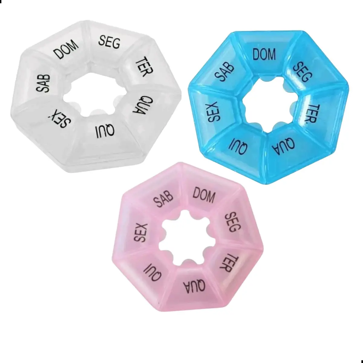Porta Comprimidos Semanal 7 Dias Divisórias 8,5cm Cores Sortidas 1 Uni