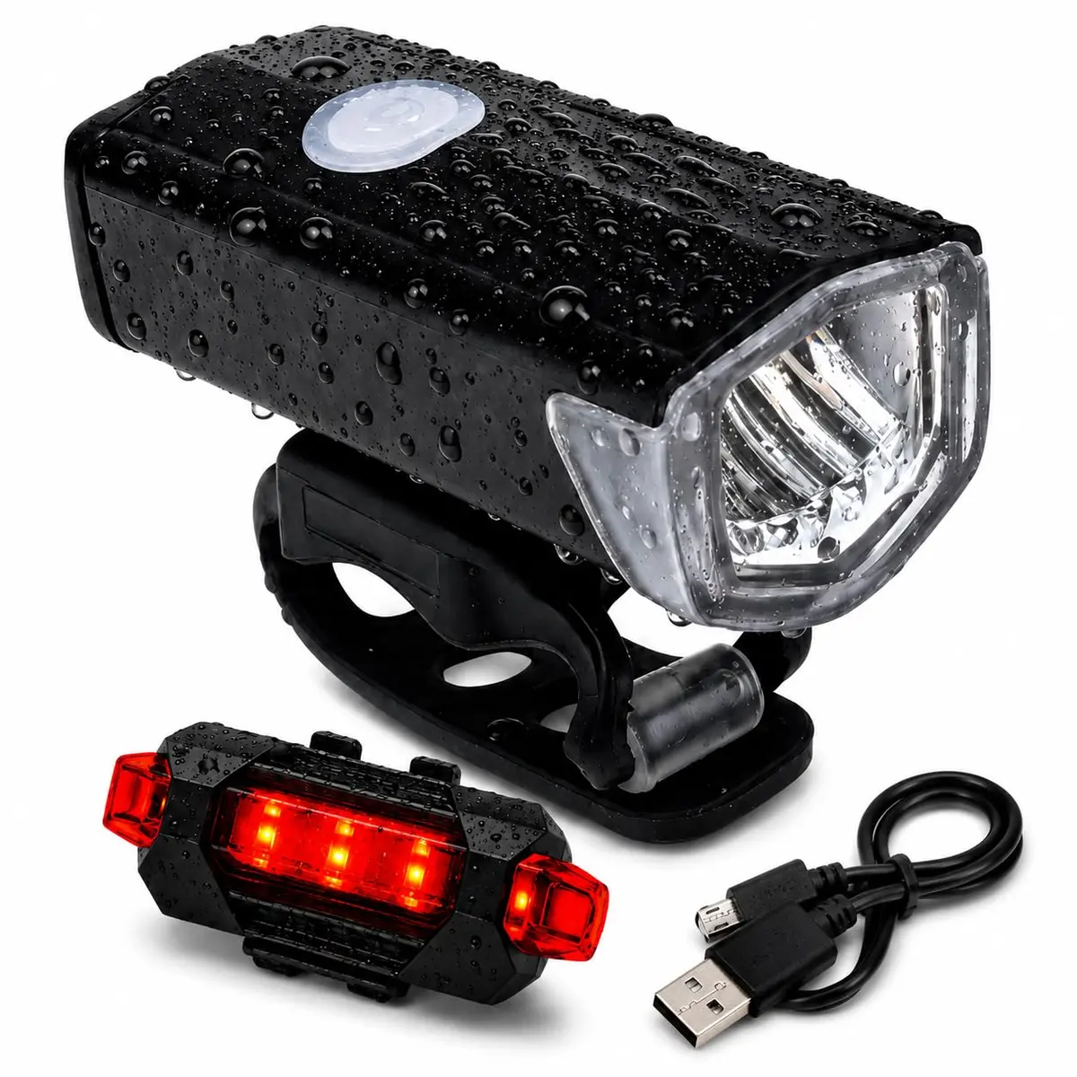Kit Lanterna Bike Recarregável USB LED Resistente à Água