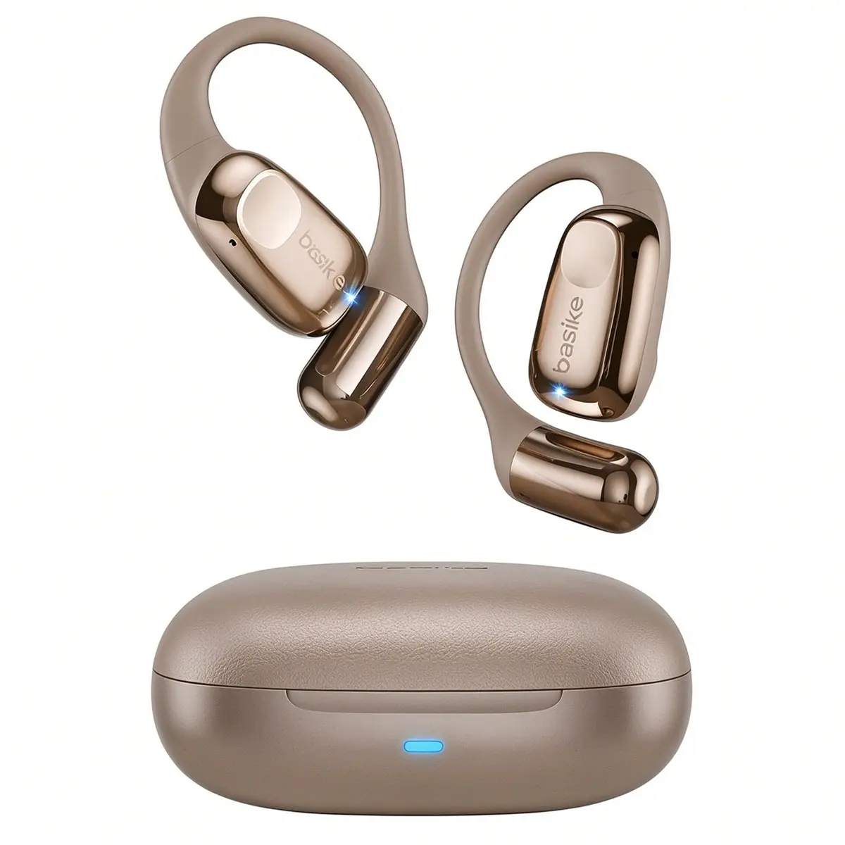 Basike Fone de Ouvido Bluetooth 5.4 OWS, Fone Corrida Open-Ear(Champanhe) | BA-D132 Fone Corrida, IPX5, Som Estéreo, 100 Horas em Standby, para Esportivo/Academia/Exercício