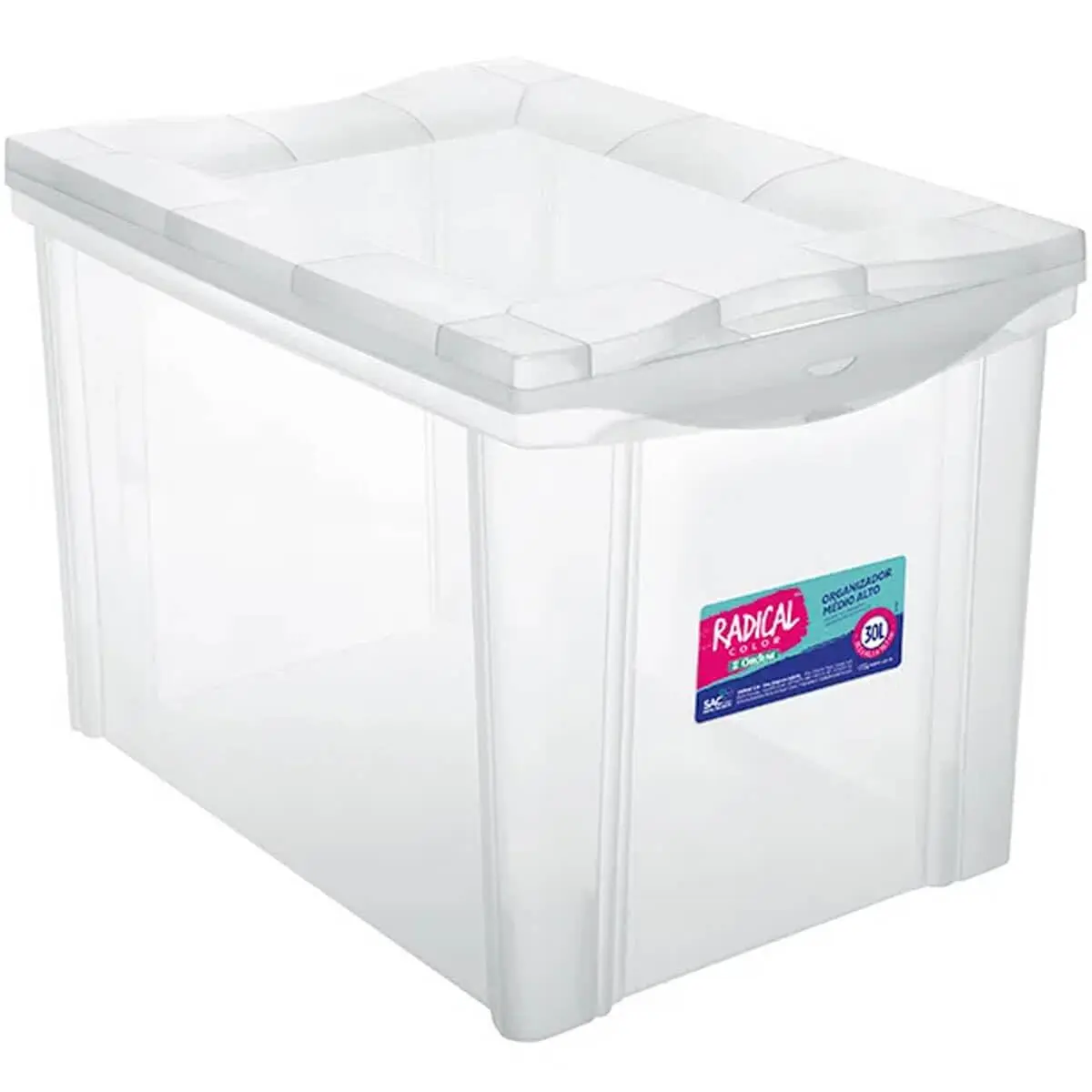 Ordene - Caixa Organizadora Plástica 30 Litros, Cor Cristal, Linha Radical