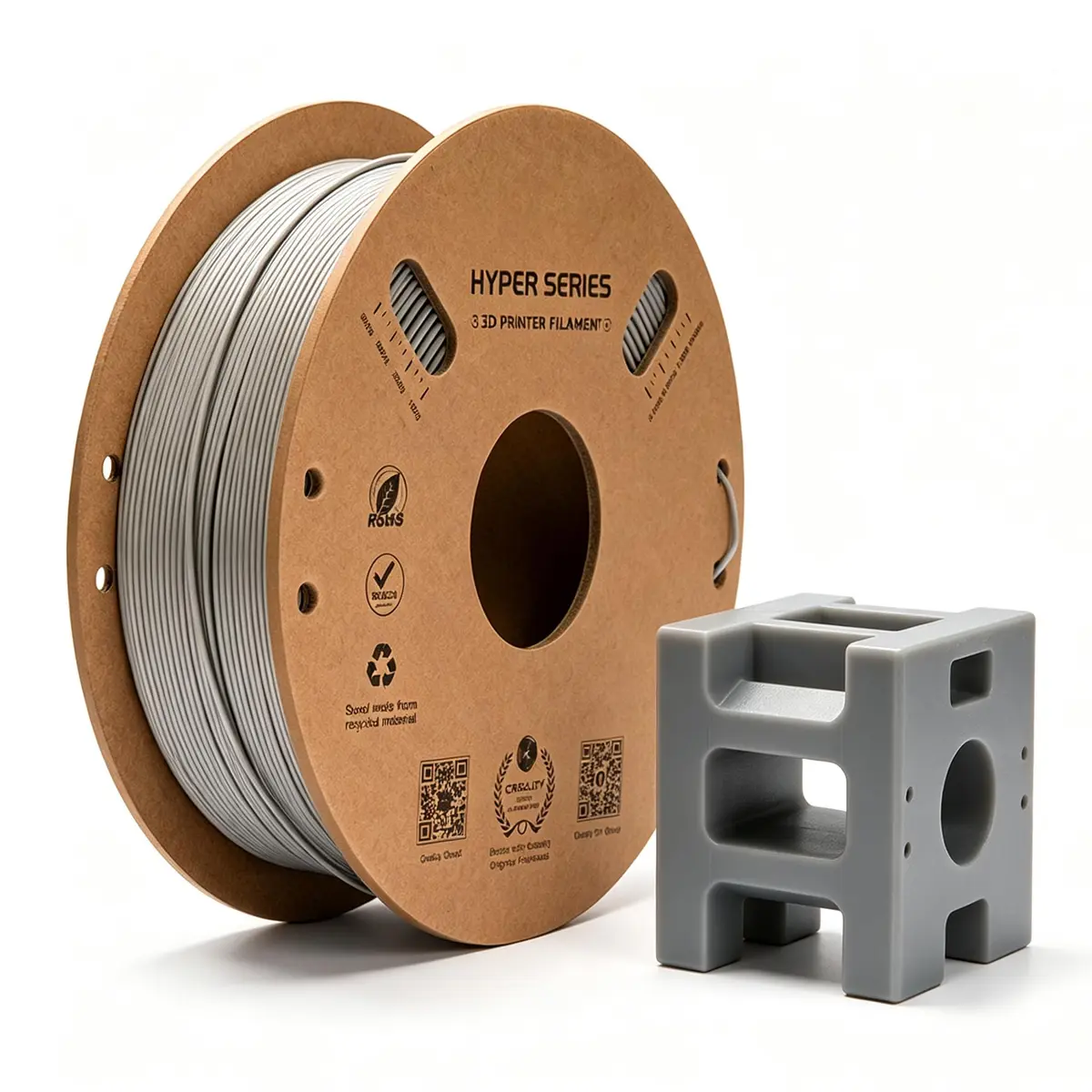 Creatorally Hyper PETG 1,75mm 1kg Cinza | Até 600mm/s, Baixo stringing, Alta resistência, Precisão ±0,03mm, Fluxo estável