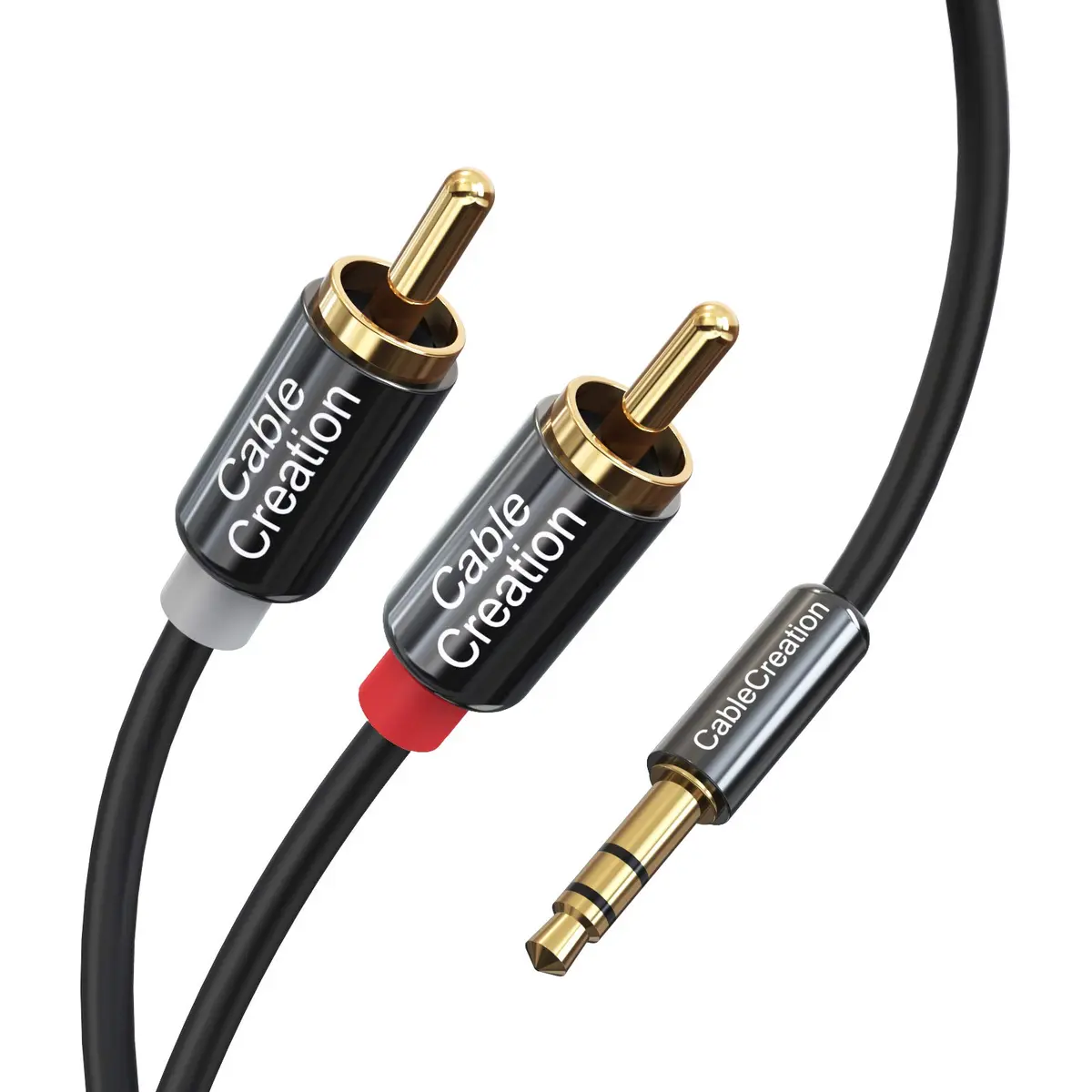CableCreation 3,5 mm para cabo RCA de 5 metros, 3.5mm para 2rca estéreo | macho para macho y divisor cabo rca para echo dot, smartphone, mp3, tablet, receptor estéreo, carro, alto-falante - 1