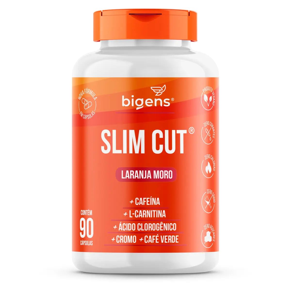 Bigens Laranja Moro, Cafeína, Café Verde, Cromo, 90 Cápsulas