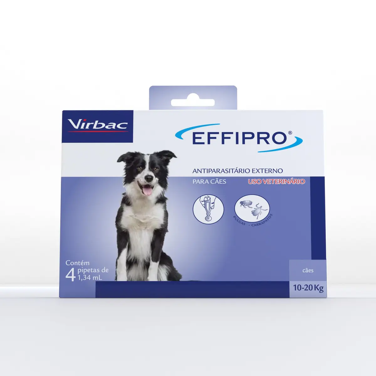 Virbac Effipro Antipulgas e Carrapatos para Cães 10kg a 20kg - 4 Pipetas