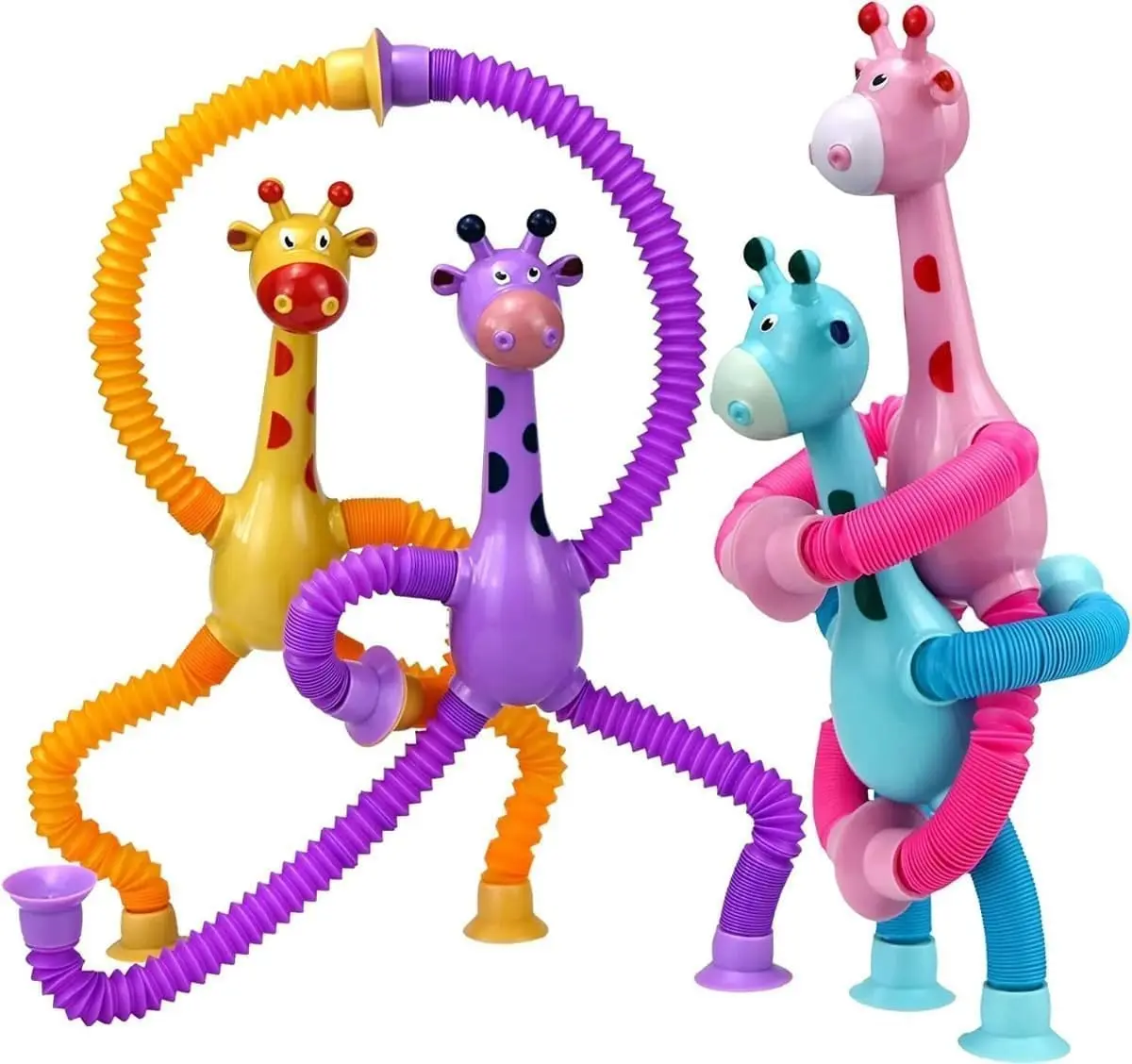 Kit 2 Pop It Girafa Estica Gruda, Brinquedo Flexível | Com Tubo de Luz LED que Pisca, Diversão Garantida para Crianças