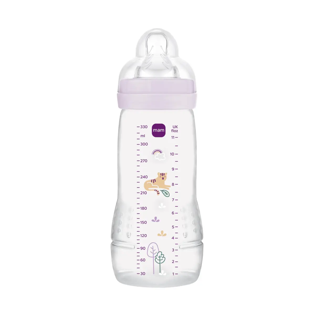 MAM Baby 1 Mamadeira Easy Active 330ml Com Formato Ergonômico e Fácil de Segurar para Crianças 4+ Meses com Bico de Silicone Skinsoft, Rosa
