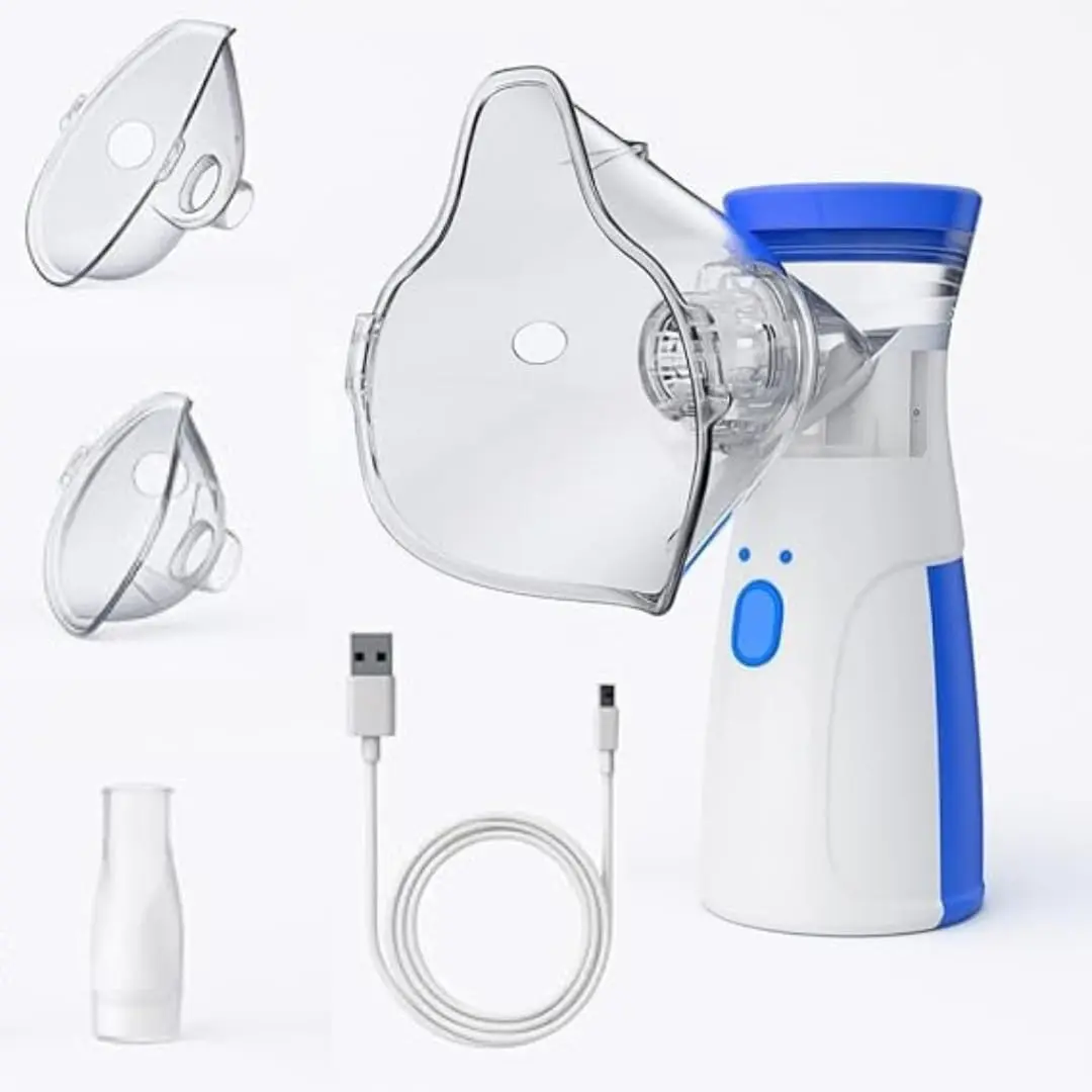 Inalador Nebulizador Ultrassônico Portátill, Compacto e Silencioso, Sem fio | Com 2 Máscaras e Bico de Inalação | para Crianças e Adultos - 1