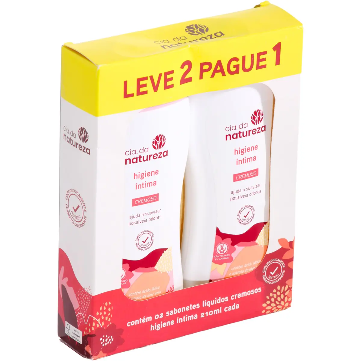 Kit Sabonete íntimo cremoso, Cia. da Natureza, 2 X 210ml | Textura cremosa e fácil de aplicar, proteção diária para bem-estar contínuo