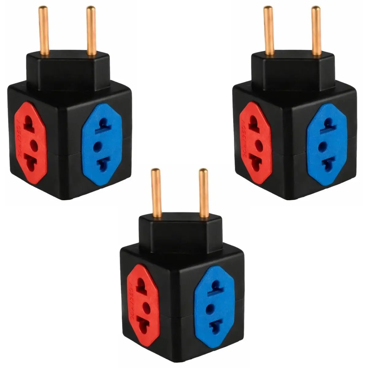 KITS Com 2,3,4,5,6 Adaptadores Benjamin Cubo PRETO 3D Com 3 Entradas de Tomada 10 Amperes E 1 Entrada de Tomada 20 Amperes CORES SORTIDAS Plug Padrão Novo 3 Pinos Resistente PREMIUM (4)
