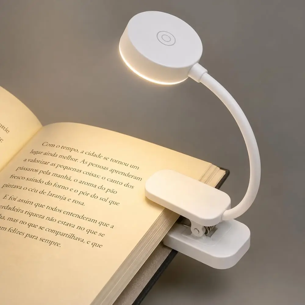 Luz de Leitura Para Livro LED Luminária de Livros - Quente Neutra Fria - Nível de Iluminação Ajustável - Ideal para Estudar ou Ler a Noite - 1