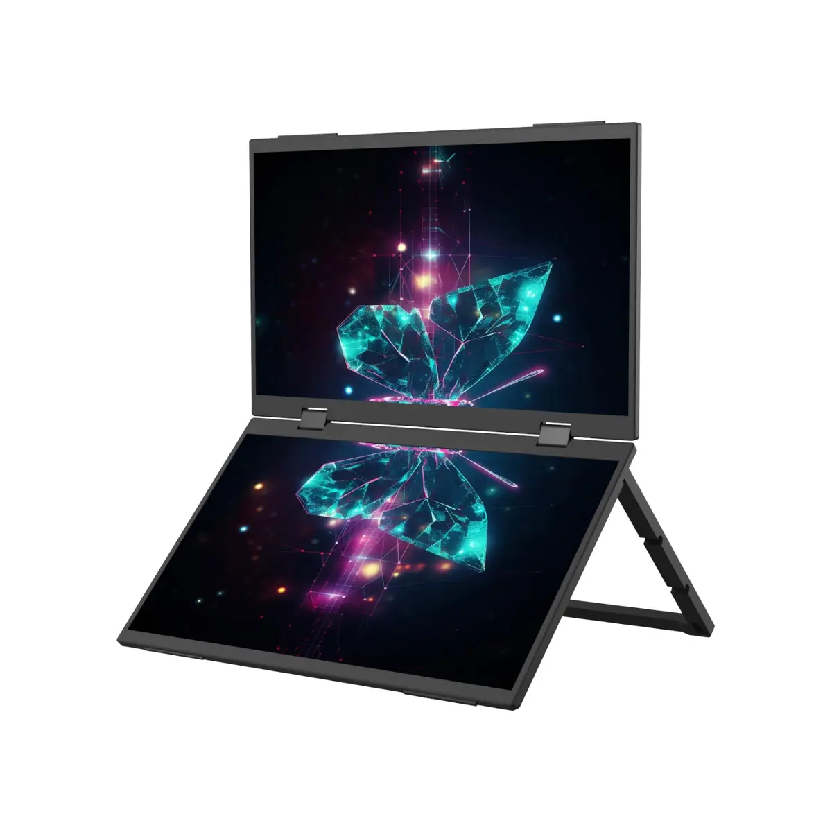 Bettdow Monitor portátil dobrável duplo de 15,6'' FHD 1080P Monitor Portátil Conectado Com USB C Dupla/HDMI, IPS Extensor De Tela para Notebook com VESA e Funda Inteligente magnético, Plug and Play - 1
