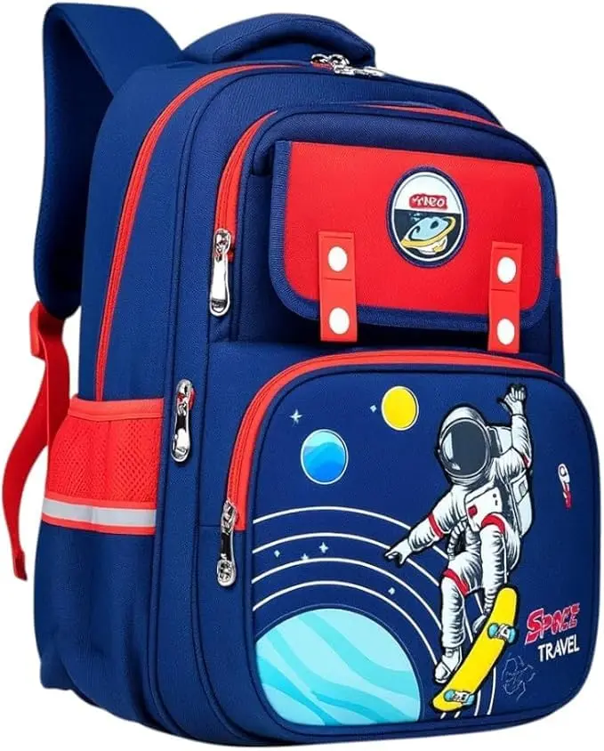 Mochila Escolar Infantil Astronauta, Ortopédica, Acolchoada, Reforçada, para Meninos 7-12 Anos, Design Espacial - 1