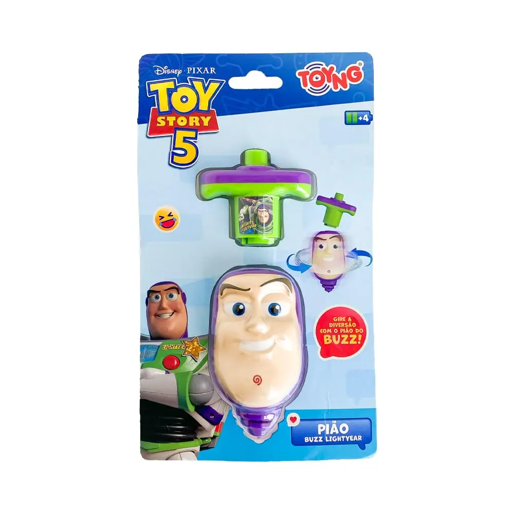 Lança Pião Buzz Lightyear Toy Story Disney Toyng - Brinquedo Lançador de Giro Rápido Infantil - 1