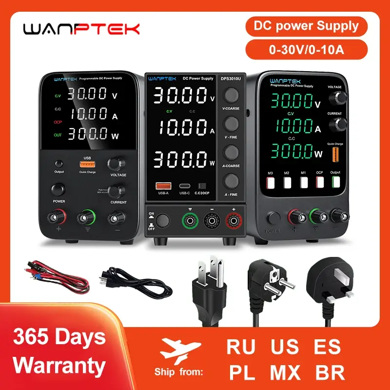 Fonte de alimentação dc de laboratório wanptek 30v 10a 60v 5a 120v 3a com carregamento rápido usb fonte de alimentação de laboratório de corrente de tensão ajustável