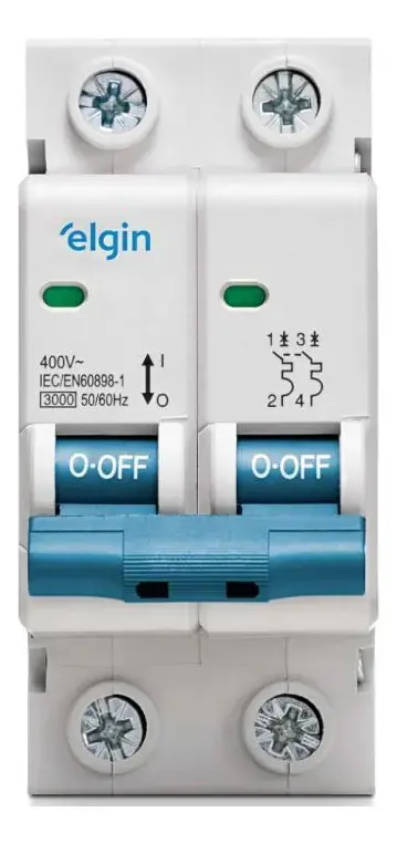 Unidad disjuntor bipolar duplo Elgin 6A a 70A - 1