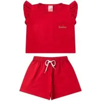 Infantil - Conjunto Cropped Verão Feminino Faella Vermelho - Mega