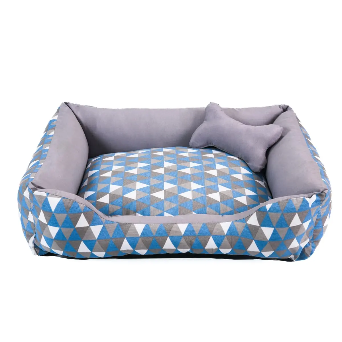 Cama para Cachorro Grande 70X55 Com Zíper Estampa Geométrico Turquesa Cinza