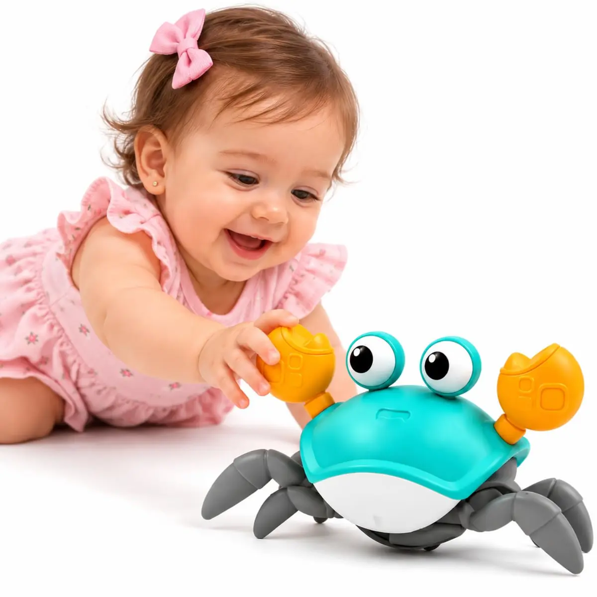 Brinquedo Caranguejo Fujão com Sensor e Música Interativo para Engatinhar | Estimula a Curiosidade e a Coordenação Motora Durante a Brincadeira