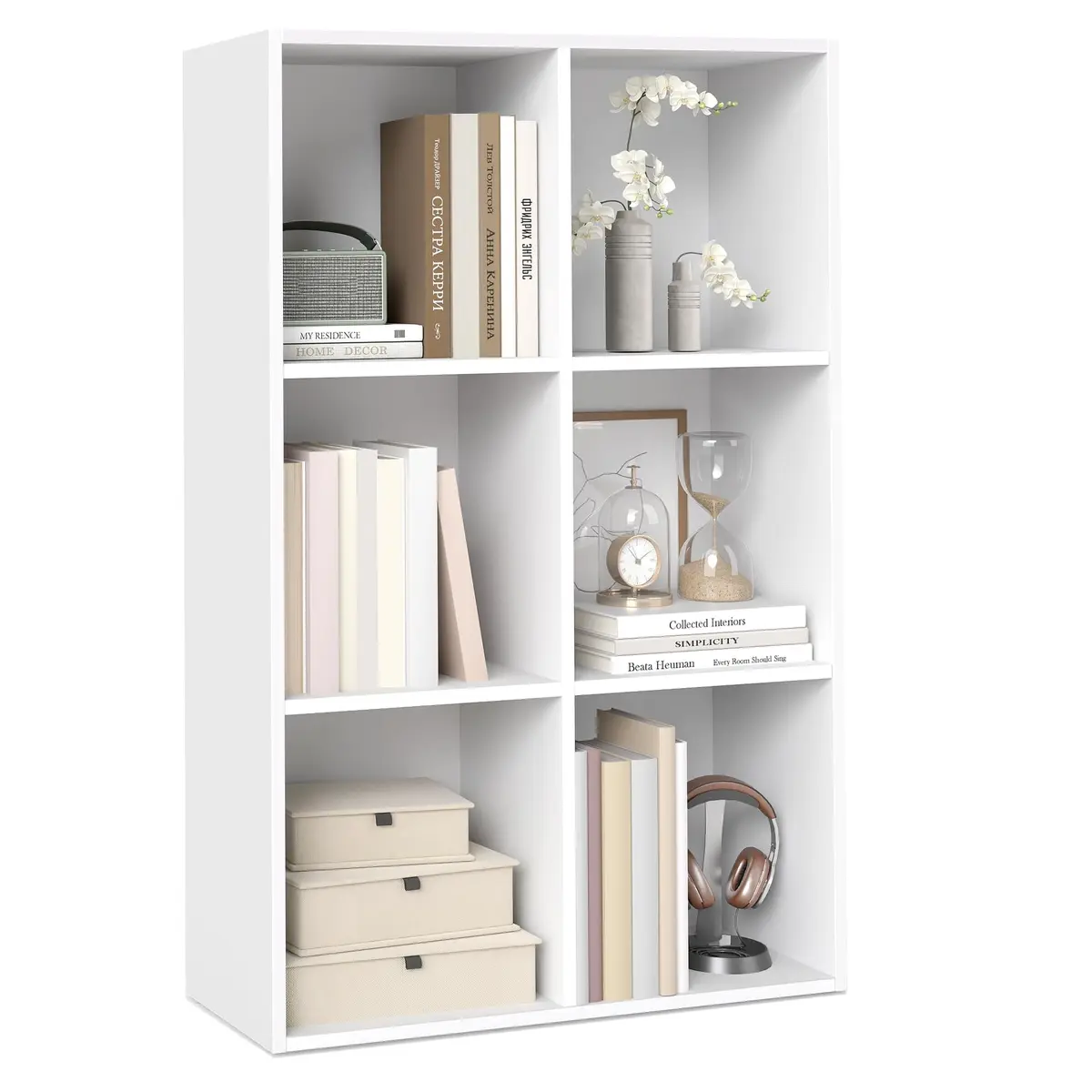 VASAGLE CUSTOS Coleção, Estante de Livros 4 Níveis, Prateleira de Cubos, Unidade de Armazenamento, Compartimentos Abertos, Branco Nuvem BRLBC423W01 - 1