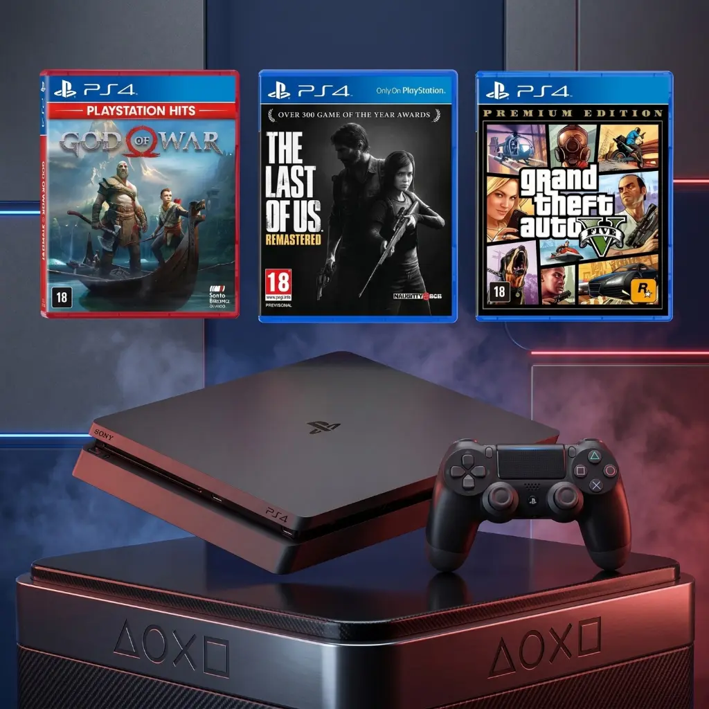 Ps4 Playstation 4 Completo Semi Novo Play Videogame Usado 500GB + 1 Controle Original + GTA V