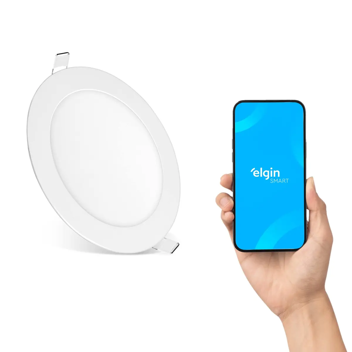 Painel LED Smart de Embutir Redondo Elgin 24W Bivolt Compatível com Google Home e Alexa