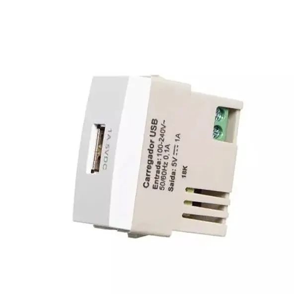 Módulo Tomada Carregador Usb 1a Bivolt Sleek Branco