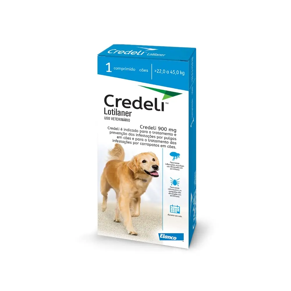 Antipulgas e carrapatos para cães de 22 a 45kg 900mg Credeli - 1 comprimido Elanco - 1