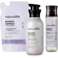 Combo Nativa SPA Jasmim Sambac: Body Splash 200ml + Loção Corporal 400ml + Refil 400ml