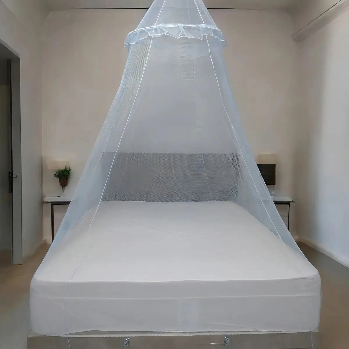 Véu Mosquiteiro Luz rechilieu Para Cama Casal E Solteiro Renda Filó Cor Azul - 1