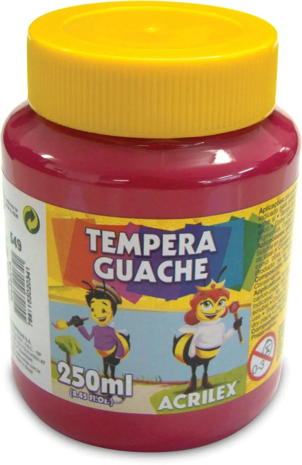 Acrilex Abelhinhas Tinta Guache, Rosa (Magenta), 250 ml, 3 Unidades