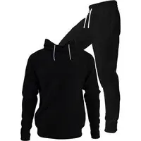 Conjunto Moletom Blusa De Frio Com Capuz E Calça Jogger Tecido Felpado Macio Premium Preto - 1