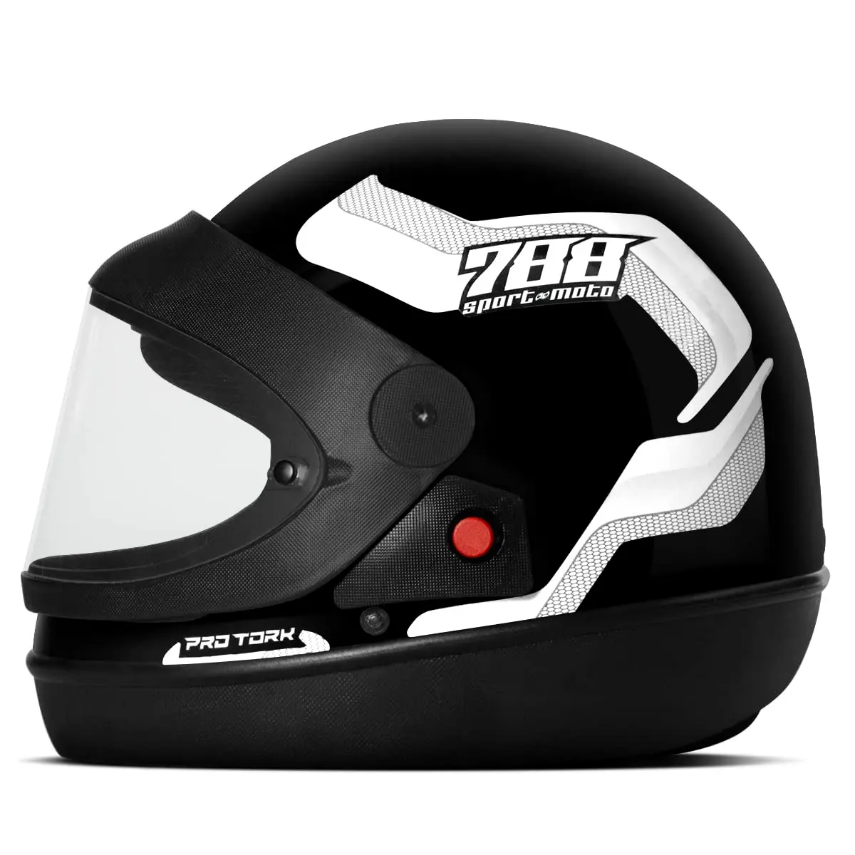 CAPACETE FECHADO PRO TORK SPORT MOTO 788 PRETO - BRANCO TAM. 56