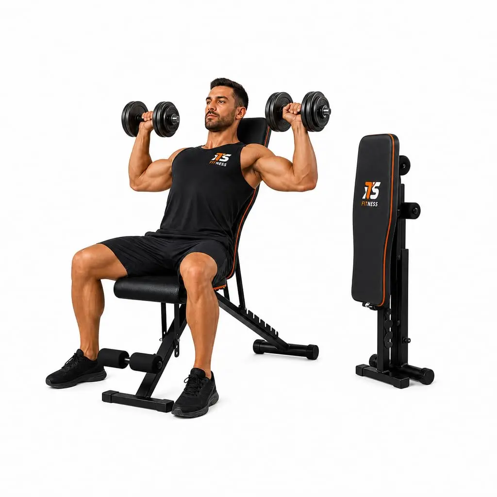 Banco Regulável de Academia 3 em 1, Supino Reto, Inclinado e Declinado, Dobrável, Estrutura em Aço, Suporta até 150kg, Preto ITS Fitness