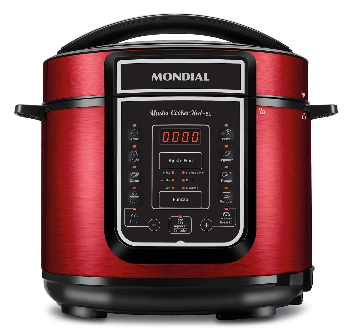 MONDIAL Panela de Pressão Elétrica Digital 5L, Vermelho/Inox, 900W, 110V - PE-39