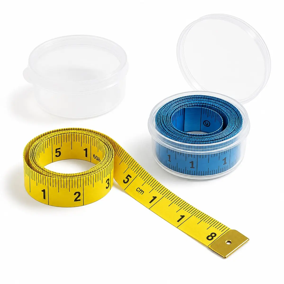 Kit 2 Fita Métrica Colorida 1,50m com Estojo Acrílico para Costura, Artesanato e Medidas Corporais
