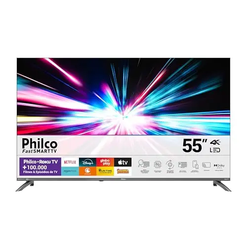 Smart TV 55" Philco 4K LED com Roku e Dolby Audio thumbnail 2