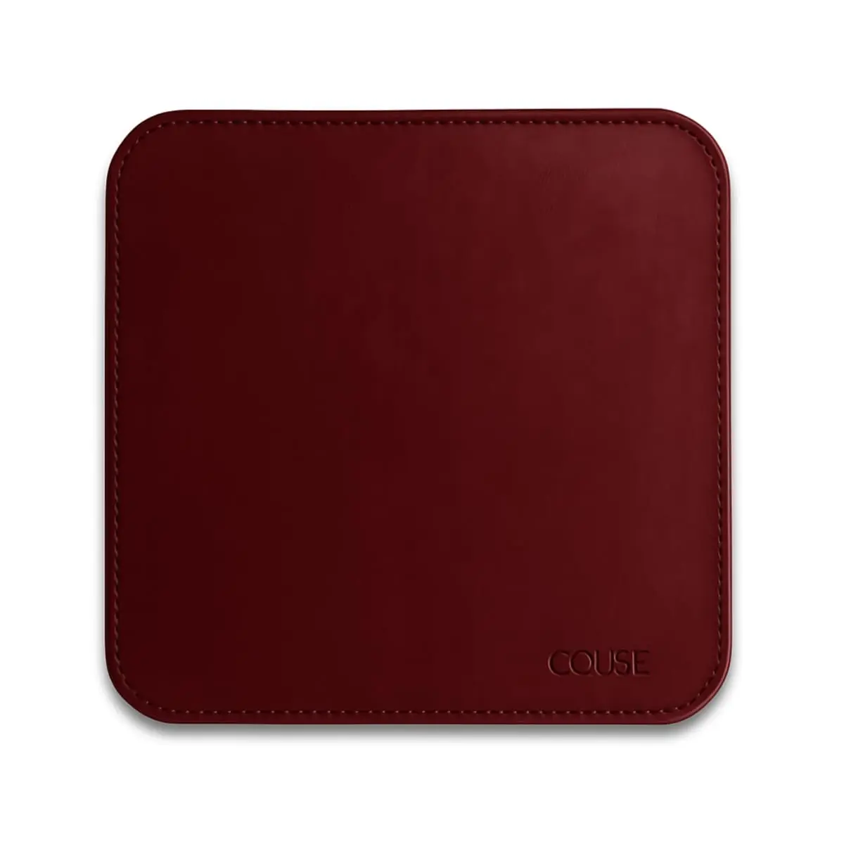 MousePad Desk Pad em Couro Ecologico Premium 20x20cm Couse (Bordô)