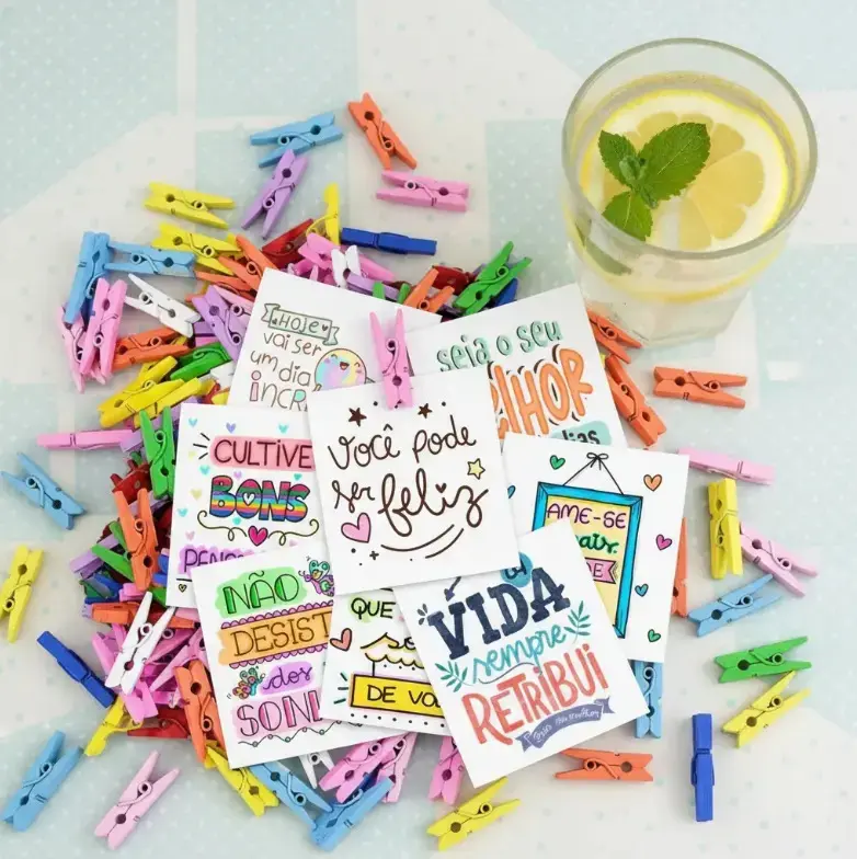 Kit 100 Frases Para Drink Motivacionais 5x5cm Com Pregador