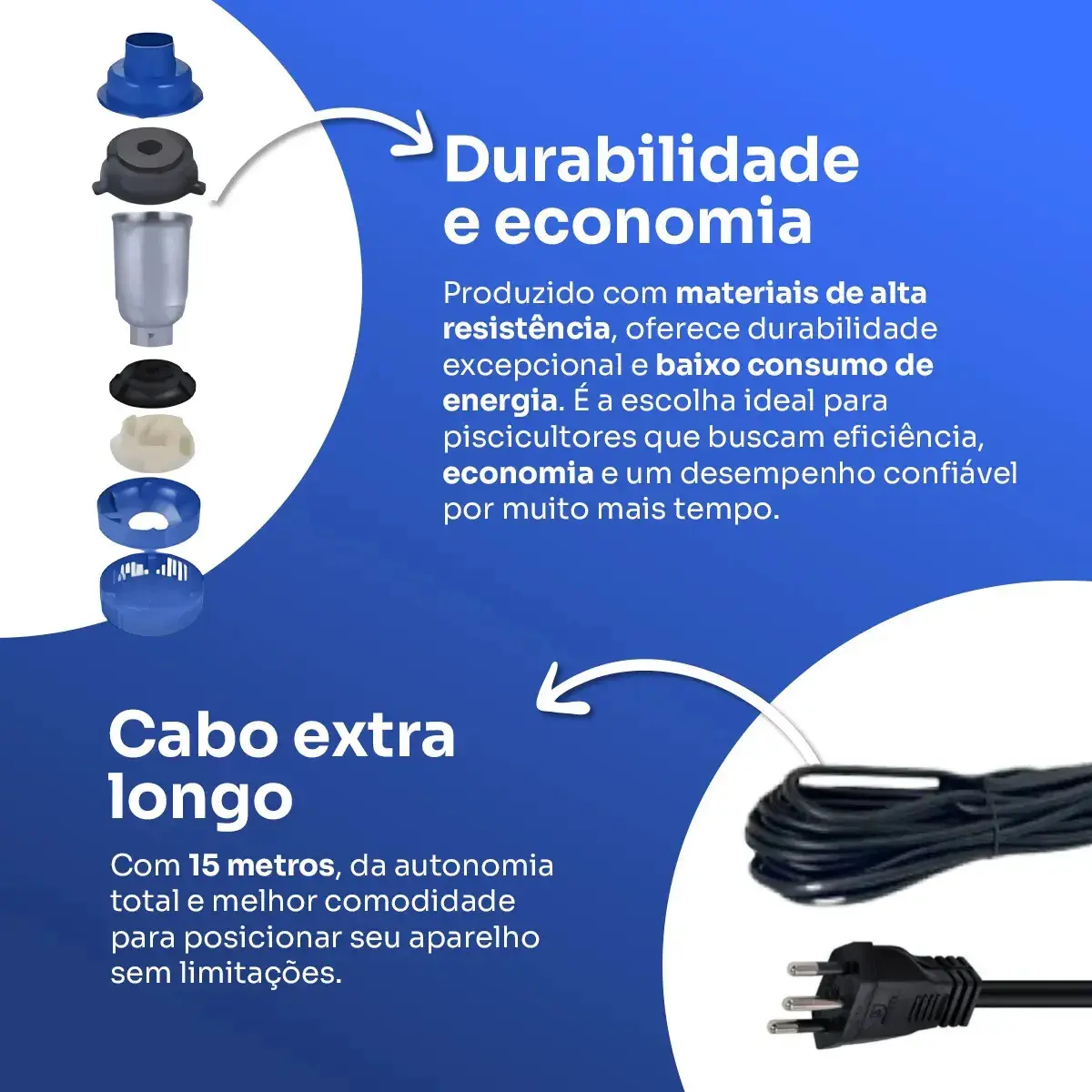 Aerador Chafariz 1.5cv 1.1kw Piscicultura Potente Oxigenio Bomba Lago Agua Peixes Tanque Oxigenador 15 Metros Fio thumbnail 7