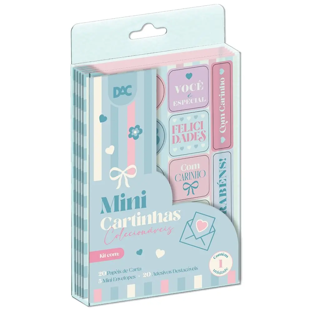 DAC - Mini Cartinhas – Conjunto de Papel de Carta Colecionável com Envelopes e Adesivos - Enjoy